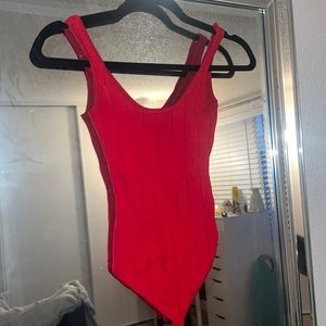 Red bodysuit with thong back
